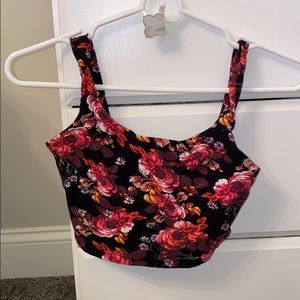 Floral crop top with semi open back